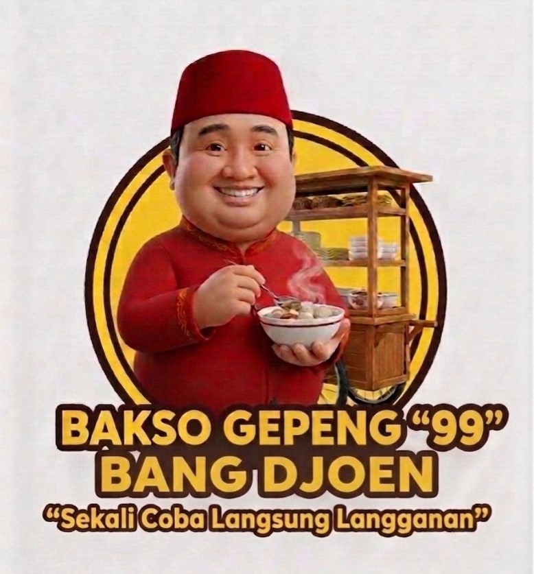 Mascot Bakso Gepeng Bang Djoen